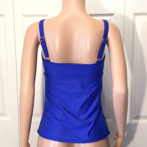 Athena Womens Electric Blue Twist Tie Front Tankini Top Size 10 - Picture 4 of 10
